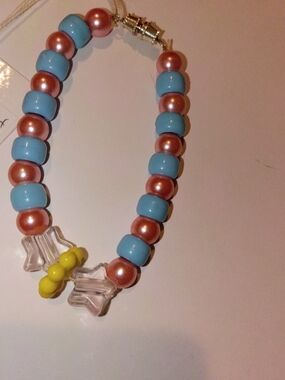 Kids Beaded Bracelet in Light Blue, Rose Gold & Yellow - Brand